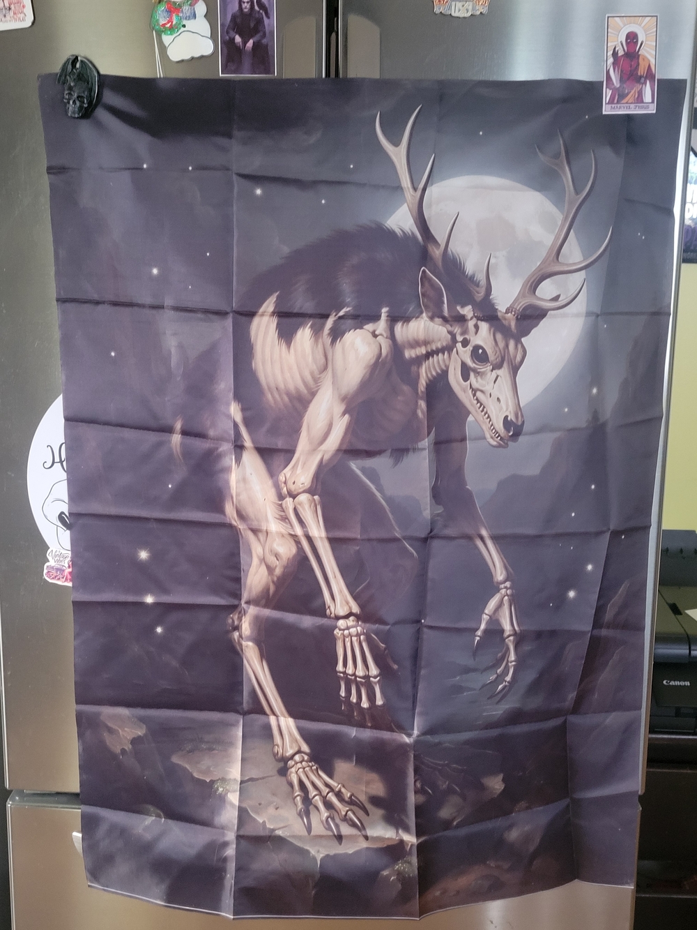 🖤NEW🖤Hand Crafted Wendigo Tapestry in Dark Gray and Cream